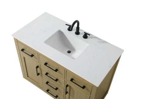 Elegant Lighting Alden Vanity Cabinet 2Dr5Dw 42 Inch W x 22 Inch D x 35 Inch H in Honey Brown Model: VF29742MHB