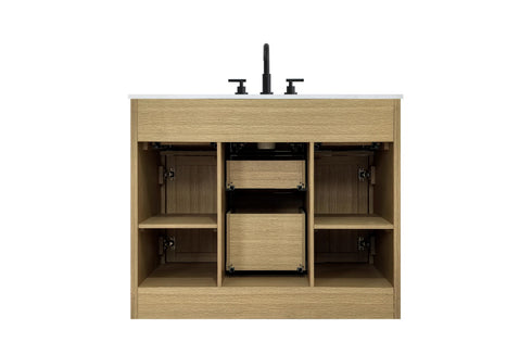 Elegant Lighting Alden Vanity Cabinet 2Dr5Dw 42 Inch W x 22 Inch D x 35 Inch H in Honey Brown Model: VF29742MHB