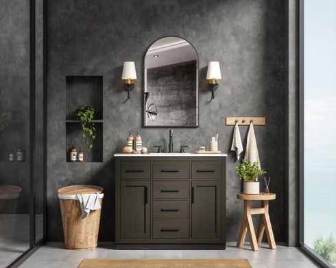 Elegant Lighting Alden Vanity Cabinet 2Dr5Dw 42 Inch W x 22 Inch D x 35 Inch H in Mocha Brown Model: VF29742MMB