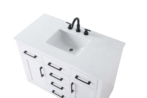 Elegant Lighting Alden Vanity Cabinet 2Dr5Dw 42 Inch W x 22 Inch D x 35 Inch H in White Model: VF29742WH
