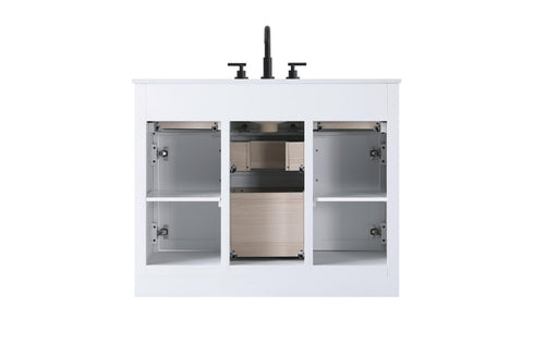 Elegant Lighting Alden Vanity Cabinet 2Dr5Dw 42 Inch W x 22 Inch D x 35 Inch H in White Model: VF29742WH