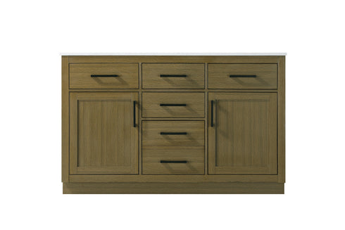 Elegant Lighting Alden Vanity Cabinet 2Dr5Dw 54 Inch W x 22 Inch D x 35 Inch H in Chestnut Brown Model: VF29754DMCB