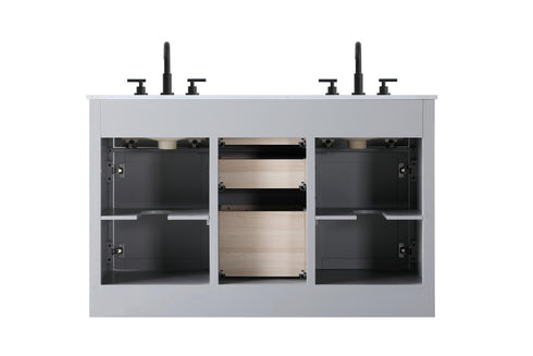 Elegant Lighting Alden Vanity Cabinet 2Dr5Dw 54 Inch W x 22 Inch D x 35 Inch H in Grey Model: VF29754DGR