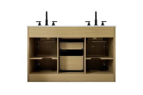 Elegant Lighting Alden Vanity Cabinet 2Dr5Dw 54 Inch W x 22 Inch D x 35 Inch H in Honey Brown Model: VF29754DMHB