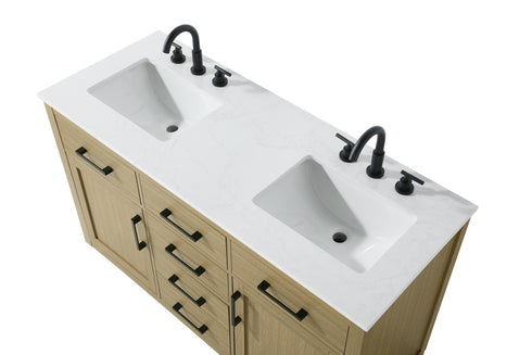 Elegant Lighting Alden Vanity Cabinet 2Dr5Dw 54 Inch W x 22 Inch D x 35 Inch H in Honey Brown Model: VF29754DMHB