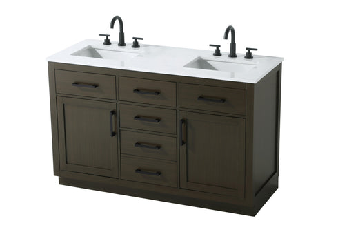 Elegant Lighting Alden Vanity Cabinet 2Dr5Dw 54 Inch W x 22 Inch D x 35 Inch H in Mocha Brown Model: VF29754DMMB
