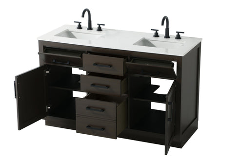 Elegant Lighting Alden Vanity Cabinet 2Dr5Dw 54 Inch W x 22 Inch D x 35 Inch H in Mocha Brown Model: VF29754DMMB