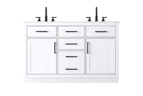 Elegant Lighting Alden Vanity Cabinet 2Dr5Dw 54 Inch W x 22 Inch D x 35 Inch H in White Model: VF29754DWH