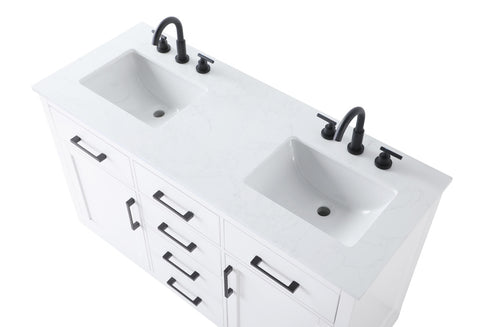 Elegant Lighting Alden Vanity Cabinet 2Dr5Dw 54 Inch W x 22 Inch D x 35 Inch H in White Model: VF29754DWH