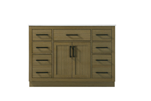 Elegant Lighting Alden Vanity Cabinet 2Dr7Dw 48 Inch W x 22 Inch D x 35 Inch H in Chestnut Brown Model: VF29748MCB