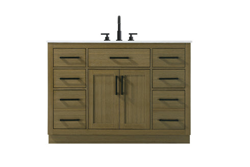 Elegant Lighting Alden Vanity Cabinet 2Dr7Dw 48 Inch W x 22 Inch D x 35 Inch H in Chestnut Brown Model: VF29748MCB