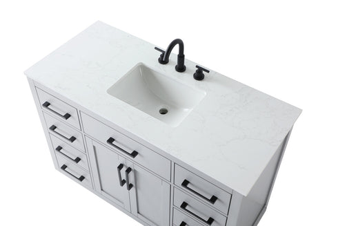 Elegant Lighting Alden Vanity Cabinet 2Dr7Dw 48 Inch W x 22 Inch D x 35 Inch H in Grey Model: VF29748GR