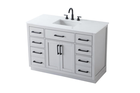 Elegant Lighting Alden Vanity Cabinet 2Dr7Dw 48 Inch W x 22 Inch D x 35 Inch H in Grey Model: VF29748GR