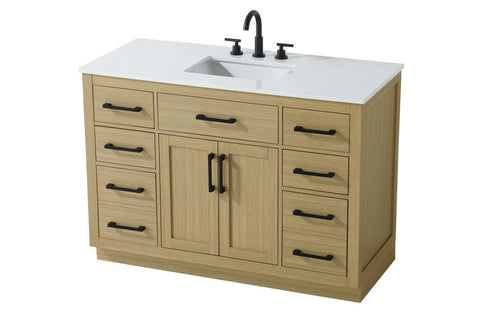 Elegant Lighting Alden Vanity Cabinet 2Dr7Dw 48 Inch W x 22 Inch D x 35 Inch H in Honey Brown Model: VF29748MHB
