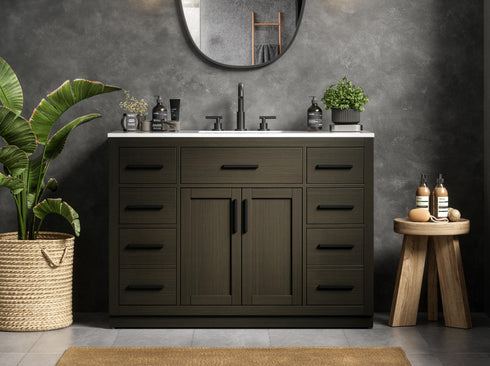 Elegant Lighting Alden Vanity Cabinet 2Dr7Dw 48 Inch W x 22 Inch D x 35 Inch H in Mocha Brown Model: VF29748MMB