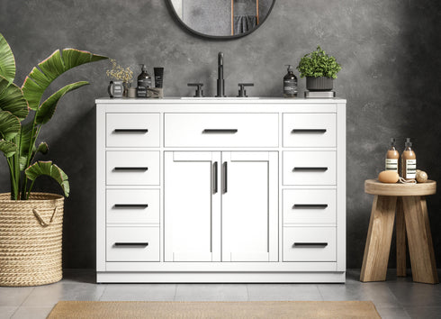 Elegant Lighting Alden Vanity Cabinet 2Dr7Dw 48 Inch W x 22 Inch D x 35 Inch H in White Model: VF29748WH