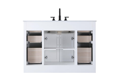 Elegant Lighting Alden Vanity Cabinet 2Dr7Dw 48 Inch W x 22 Inch D x 35 Inch H in White Model: VF29748WH