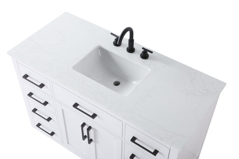 Elegant Lighting Alden Vanity Cabinet 2Dr7Dw 48 Inch W x 22 Inch D x 35 Inch H in White Model: VF29748WH