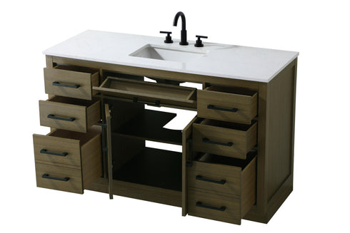 Elegant Lighting Alden Vanity Cabinet 2Dr7Dw 54 Inch W x 22 Inch D x 35 Inch H in Chestnut Brown Model: VF29754MCB