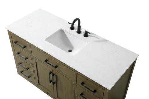 Elegant Lighting Alden Vanity Cabinet 2Dr7Dw 54 Inch W x 22 Inch D x 35 Inch H in Chestnut Brown Model: VF29754MCB