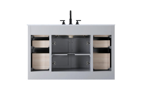 Elegant Lighting Alden Vanity Cabinet 2Dr7Dw 54 Inch W x 22 Inch D x 35 Inch H in Grey Model: VF29754GR