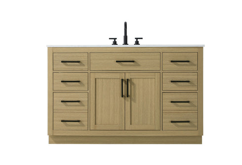 Elegant Lighting Alden Vanity Cabinet 2Dr7Dw 54 Inch W x 22 Inch D x 35 Inch H in Honey Brown Model: VF29754MHB