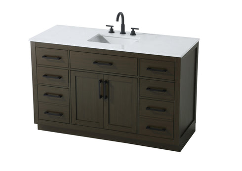 Elegant Lighting Alden Vanity Cabinet 2Dr7Dw 54 Inch W x 22 Inch D x 35 Inch H in Mocha Brown Model: VF29754MMB