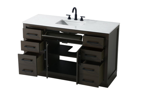 Elegant Lighting Alden Vanity Cabinet 2Dr7Dw 54 Inch W x 22 Inch D x 35 Inch H in Mocha Brown Model: VF29754MMB