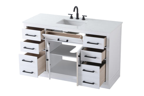 Elegant Lighting Alden Vanity Cabinet 2Dr7Dw 54 Inch W x 22 Inch D x 35 Inch H in White Model: VF29754WH