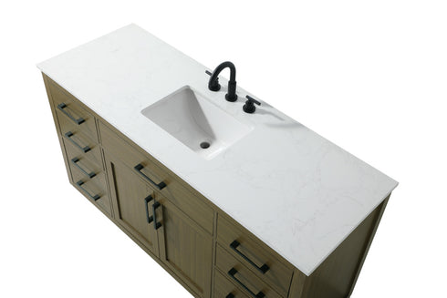 Elegant Lighting Alden Vanity Cabinet 2Dr7Dw 60 Inch W x 22 Inch D x 35 Inch H in Chestnut Brown Model: VF29760MCB
