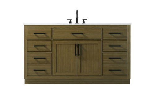 Elegant Lighting Alden Vanity Cabinet 2Dr7Dw 60 Inch W x 22 Inch D x 35 Inch H in Chestnut Brown Model: VF29760MCB