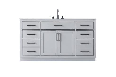 Elegant Lighting Alden Vanity Cabinet 2Dr7Dw 60 Inch W x 22 Inch D x 35 Inch H in Grey Model: VF29760GR