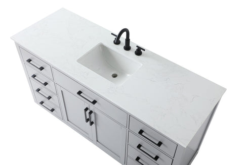 Elegant Lighting Alden Vanity Cabinet 2Dr7Dw 60 Inch W x 22 Inch D x 35 Inch H in Grey Model: VF29760GR