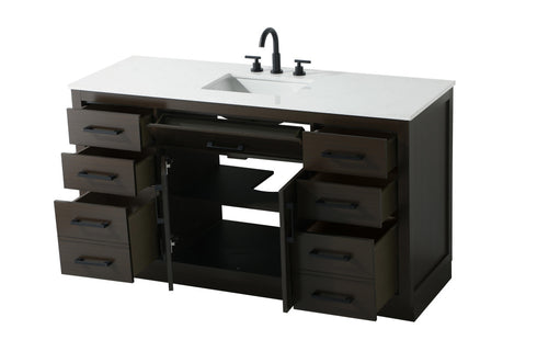 Elegant Lighting Alden Vanity Cabinet 2Dr7Dw 60 Inch W x 22 Inch D x 35 Inch H in Mocha Brown Model: VF29760MMB