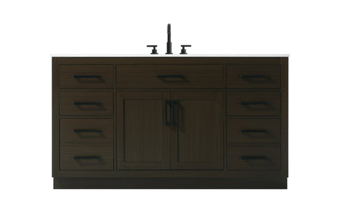 Elegant Lighting Alden Vanity Cabinet 2Dr7Dw 60 Inch W x 22 Inch D x 35 Inch H in Mocha Brown Model: VF29760MMB