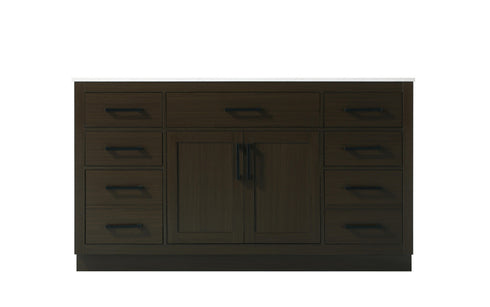 Elegant Lighting Alden Vanity Cabinet 2Dr7Dw 60 Inch W x 22 Inch D x 35 Inch H in Mocha Brown Model: VF29760MMB