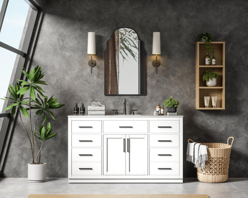 Elegant Lighting Alden Vanity Cabinet 2Dr7Dw 60 Inch W x 22 Inch D x 35 Inch H in White Model: VF29760WH