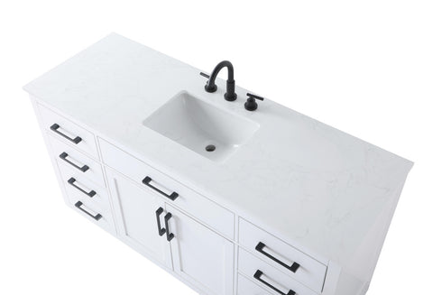 Elegant Lighting Alden Vanity Cabinet 2Dr7Dw 60 Inch W x 22 Inch D x 35 Inch H in White Model: VF29760WH