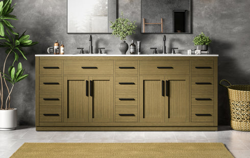 Elegant Lighting Alden Vanity Cabinet 4Dr11Dw 84 Inch W x 22 Inch D x 35 Inch H in Chestnut Brown Model: VF29784DMCB