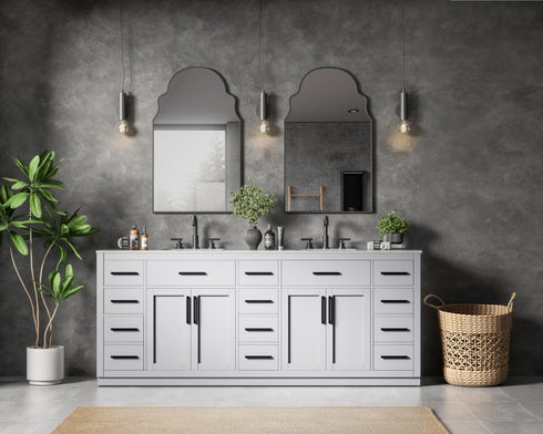 Elegant Lighting Alden Vanity Cabinet 4Dr11Dw 84 Inch W x 22 Inch D x 35 Inch H in Grey Model: VF29784DGR