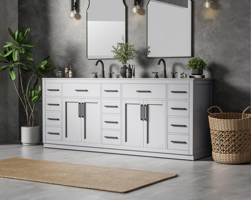 Elegant Lighting Alden Vanity Cabinet 4Dr11Dw 84 Inch W x 22 Inch D x 35 Inch H in Grey Model: VF29784DGR