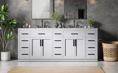Elegant Lighting Alden Vanity Cabinet 4Dr11Dw 84 Inch W x 22 Inch D x 35 Inch H in Grey Model: VF29784DGR