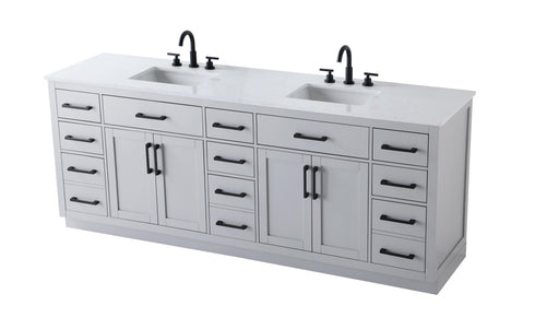 Elegant Lighting Alden Vanity Cabinet 4Dr11Dw 84 Inch W x 22 Inch D x 35 Inch H in Grey Model: VF29784DGR