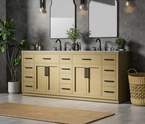Elegant Lighting Alden Vanity Cabinet 4Dr11Dw 84 Inch W x 22 Inch D x 35 Inch H in Honey Brown Model: VF29784DMHB