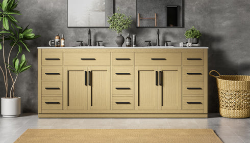 Elegant Lighting Alden Vanity Cabinet 4Dr11Dw 84 Inch W x 22 Inch D x 35 Inch H in Honey Brown Model: VF29784DMHB