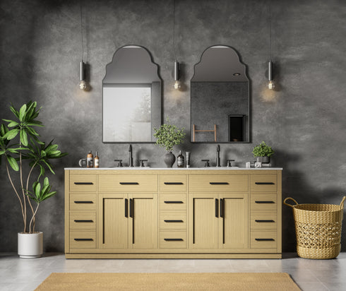 Elegant Lighting Alden Vanity Cabinet 4Dr11Dw 84 Inch W x 22 Inch D x 35 Inch H in Honey Brown Model: VF29784DMHB