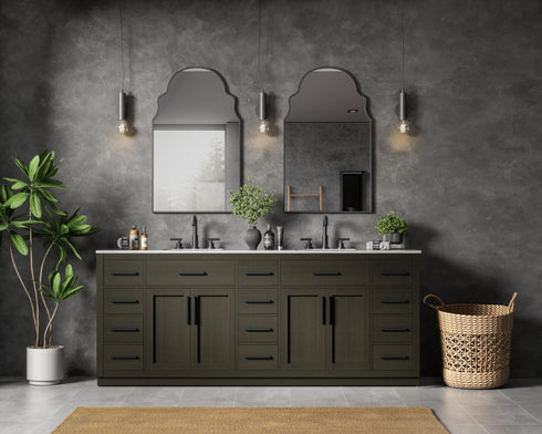 Elegant Lighting Alden Vanity Cabinet 4Dr11Dw 84 Inch W x 22 Inch D x 35 Inch H in Mocha Brown Model: VF29784DMMB