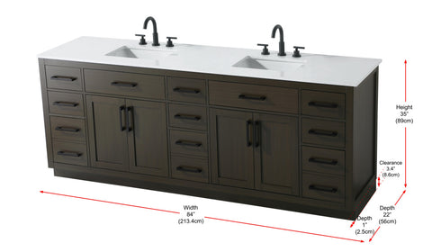 Elegant Lighting Alden Vanity Cabinet 4Dr11Dw 84 Inch W x 22 Inch D x 35 Inch H in Mocha Brown Model: VF29784DMMB