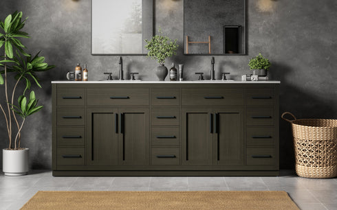 Elegant Lighting Alden Vanity Cabinet 4Dr11Dw 84 Inch W x 22 Inch D x 35 Inch H in Mocha Brown Model: VF29784DMMB