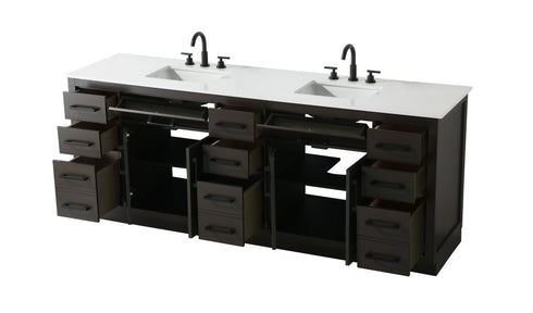 Elegant Lighting Alden Vanity Cabinet 4Dr11Dw 84 Inch W x 22 Inch D x 35 Inch H in Mocha Brown Model: VF29784DMMB